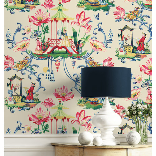 Trinx Harrison Howard East Of The Moon Toile 18' L x 20.5" W Peel & Stick Wallpaper Roll